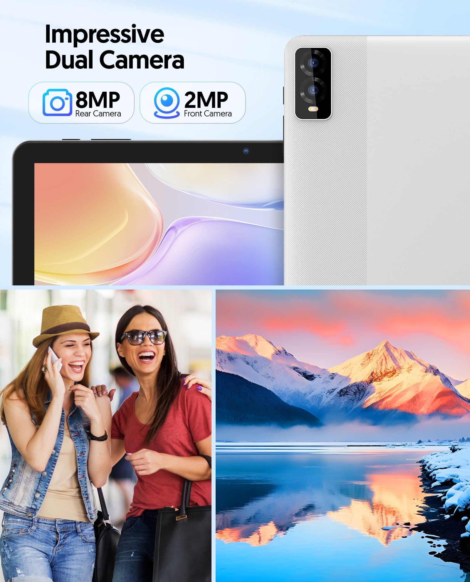 FITIFUN Android 14 Tablet 10.1 inch Tablet, 8GB RAM+32GB ROM+1TB Expandable,Octa-Core,5G Wi-Fi 6, 2+8MP Dual Camera,6000mAh Battery,1280x800 FHD IPS, Bluetooth,2 in 1 Tablets with Keyboard,Mouse,Case