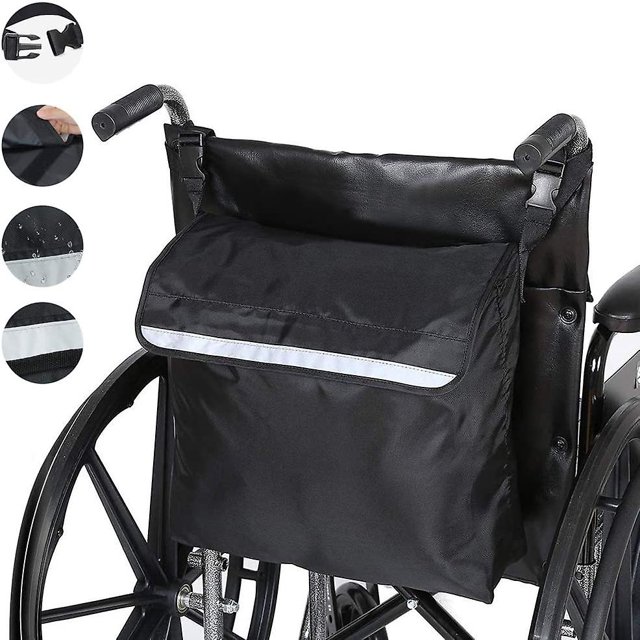 Bolsa Perfecta Bolsa De Almacenamiento De Silla De Ruedas De Tela Oxford Impermeable Para Silla De Ruedas Con Tiras Reflectantes Para Manijas De Silla De Ruedas Negro. Afortunado Sencillez