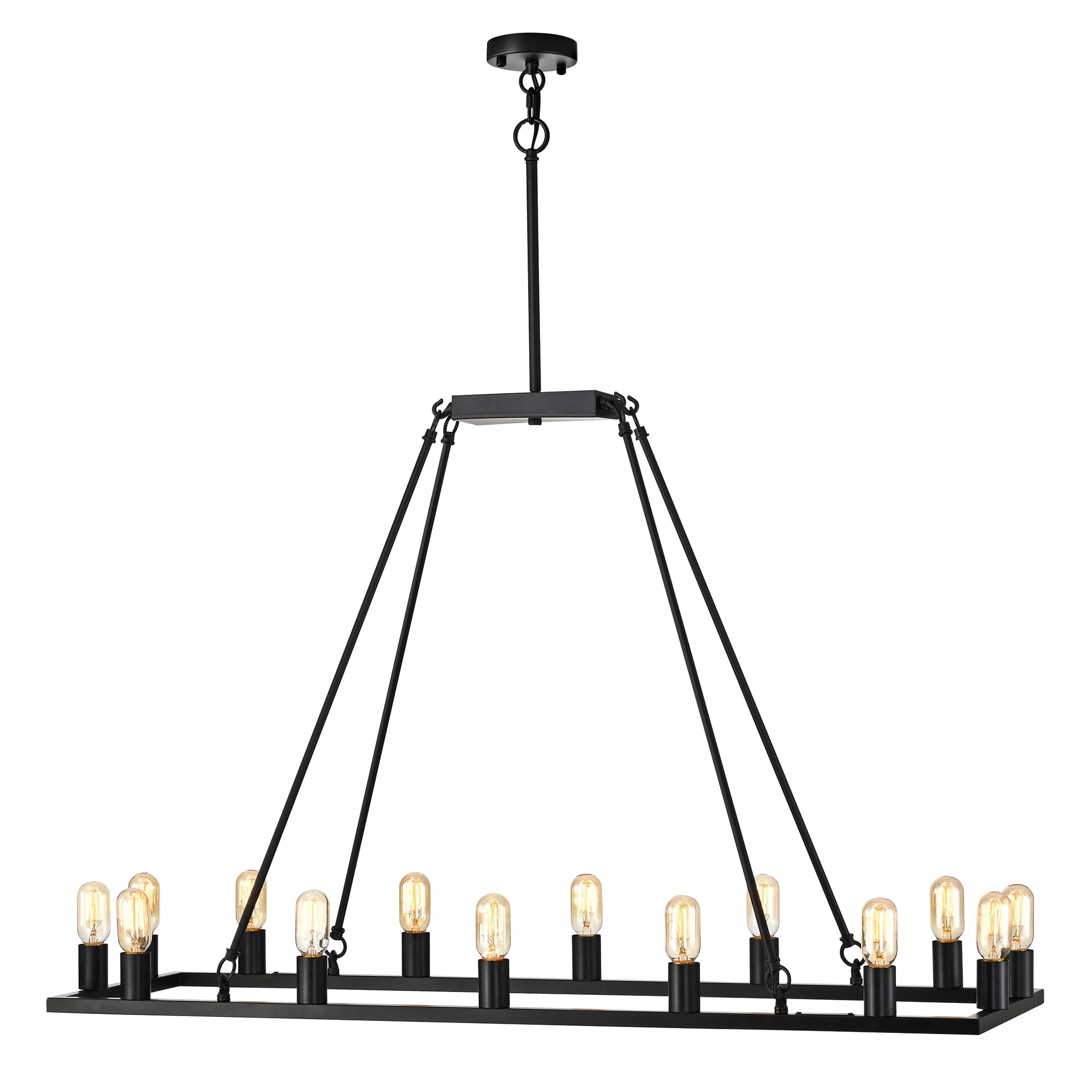Home Accessories Homer Matte Black 14-Light Linear Kitchen Island Chandelier