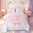 thumbnail image 2 of Manfei Ribbon Bow Knot Quilt Full,Alphabet J Design Full Bedspread Sets,3-Piece,1 Coverlet and 2 Pillowcases, 2 of 7