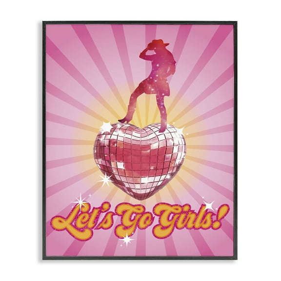 Stupell Industries Let's Go Girls Disco Entertainment Painting Black Framed Art Print Wall Art, 11 x 14
