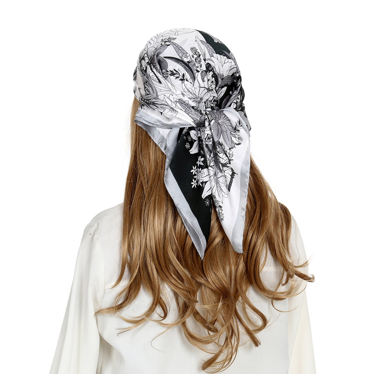 RIIQIICHY 27.5 Inch Women Head Scarf Like Silk Satin Hair Scarf for