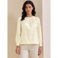 thumbnail image 3 of DARING DIVA Women's Elegant Blouse Pearl Decor Ruched Crew Neck Shirt Top S Beige, 3 of 6