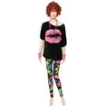 thumbnail image 7 of 80s 90s Women Costume Set, Lips Print off Shoulder T-shirt, Geometric Legging Pants Earring Necklace Gloves Bracelet, 7 of 7