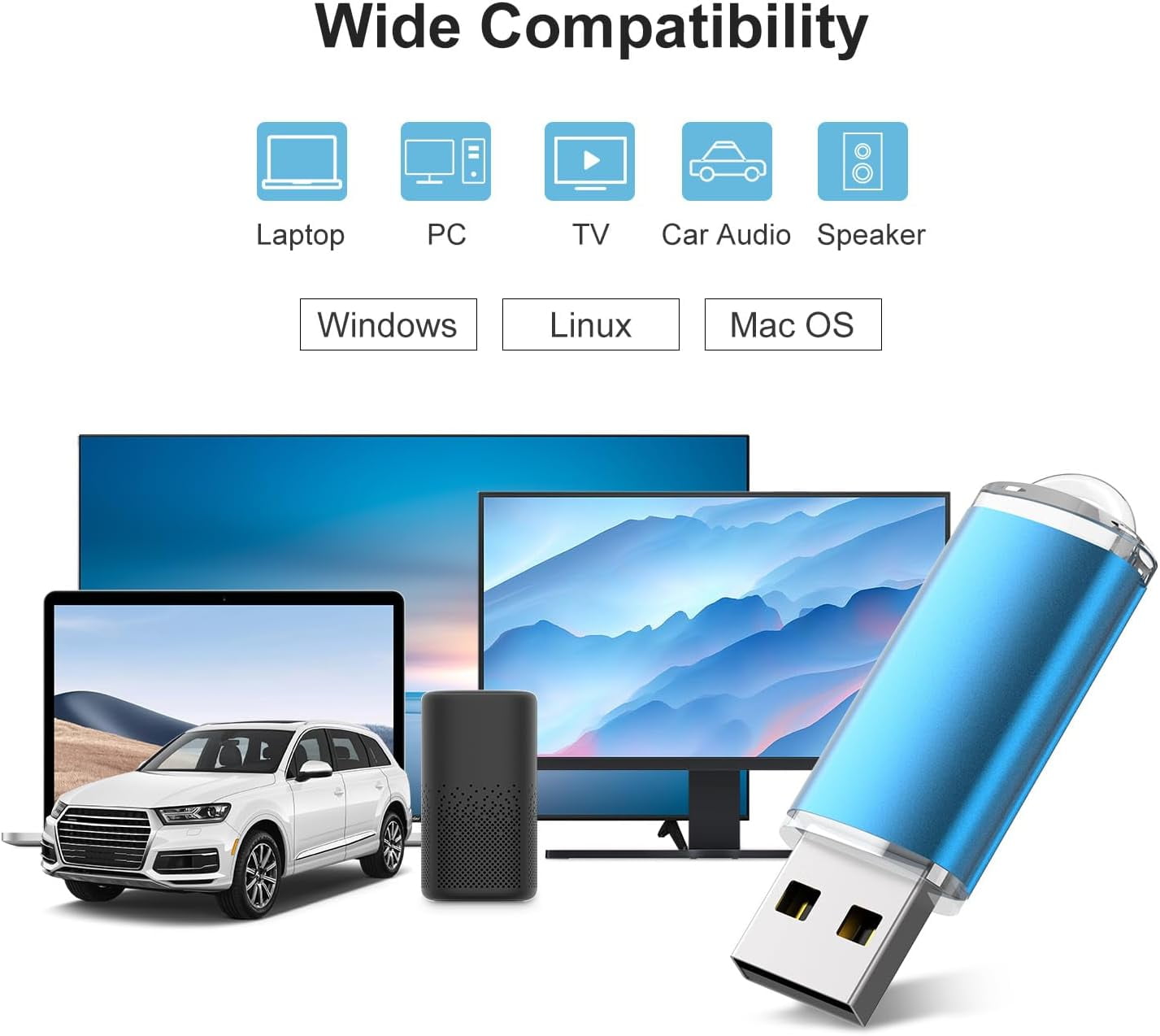 50 Pack 1GB 1G USB Flash Drive USB 2.0 Memory Stick Bulk Thumb Drive Pen Drive Jump Drive-Blue