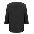 thumbnail image 5 of Nooxsoe Linen Button Down Shirt Women Roll-up Cuff V Neck Collarless Button Down Front Linen Tops for Women Tunic Button Down Shirts for Women Hawaiian Shirt For Black L, 5 of 9
