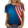 thumbnail image 2 of GaThRRgYP Spring Tops for Women,Womens Shirts Plus Size,Women's Summer Casual Crewneck Short Sleeve T-Shirts Flag Print Fit Basic Tops Tees Blouses Blue L, 2 of 6