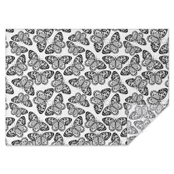 White Butterfly Black Pattern Rectangle Tablecloth 60"x84",Waterproof Polyester Rectangle Table Cloth, Wipeable Spillproof Polyester Tablecloth for Dining, Camping, Indoor and Outdoor