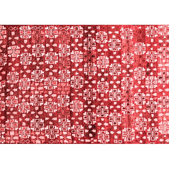 Ahgly Company Indoor Rectangle Abstract Red Contemporary Area Rugs, 7' x 9'