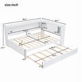 thumbnail image 3 of Full Size Wood Daybed with Twin Size Trundle, Storage Bed Frame with Shelves & Cabinets, Sofa Bed with LED Light and Charge Station, 3 of 9