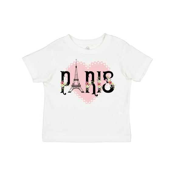 Inktastic Paris Pink Heart Eiffel Tower with Flowers Boys or Girls Toddler T-Shirt