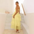 thumbnail image 4 of Women's Sky Blue Chiffon Spaghetti Strap V-Neck Ruffle Tiered Maxi Party Dress, 4 of 6