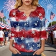 thumbnail image 6 of GEWSEY 3/4 Sleeve V Neck USA Patriotic Shirts for Women 4th of July America Stars Stripes Flag Graphic Tops Cute Tee (Dark Blue, M), 6 of 8