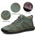 thumbnail image 5 of Mens Ankle Boots, Winter Fur Lined Snow Boots Vintage Handmade Stitching Leather Shoes Non-Slip Hiking Walking Shoes Comfort Loafers Lace Up High Top Casual Outdoor Work Shoes, 5 of 7