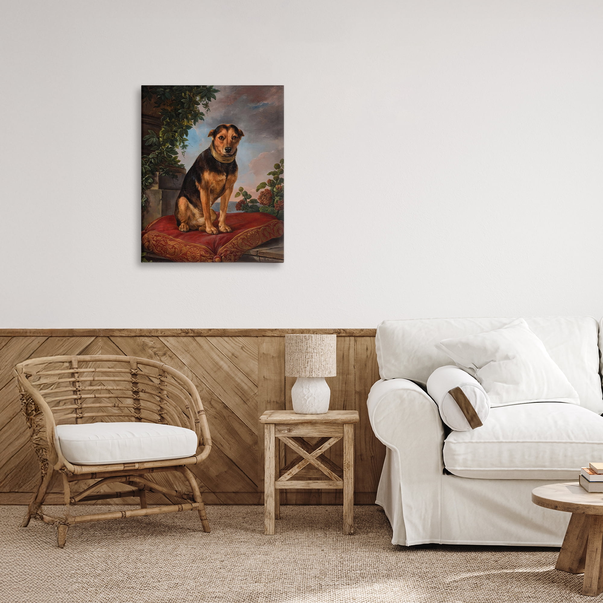 Stupell Industries Historical Dog on Cushion Canvas Wall Art, design by Lil' Rue