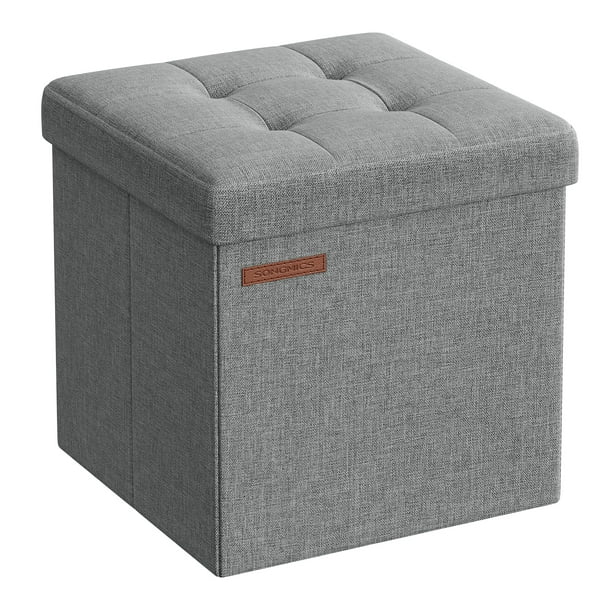 Otomana de almacenamiento SONGMICS plegable gris claro 30 x 30 cm