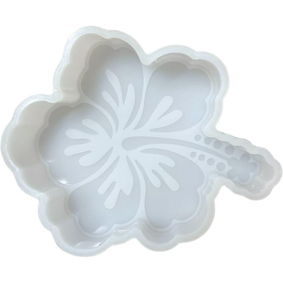 Hibiscus Flower Tropical Summer Car Freshie Silicone Mold 3.75x4.5x1.2 inches Hawaiian Island Beach Molds for Scented Aroma Beads Car Candle, Oven Safe Bake up to 450 F Freshie Supplies