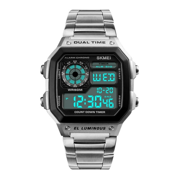 Reloj Electrónico SKMEI Trendy Square Oro Rosa para Hombres y Mujeres Btafrte (1335SI) Plata
