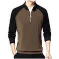 thumbnail image 2 of Fleece Sweatshirts for Men with Zipper Stand Collar Long Sleeve Shirts Pullover Slim Color Block Thermal Warm Loungewear Athletic Sweatshirt Tops, 2 of 6