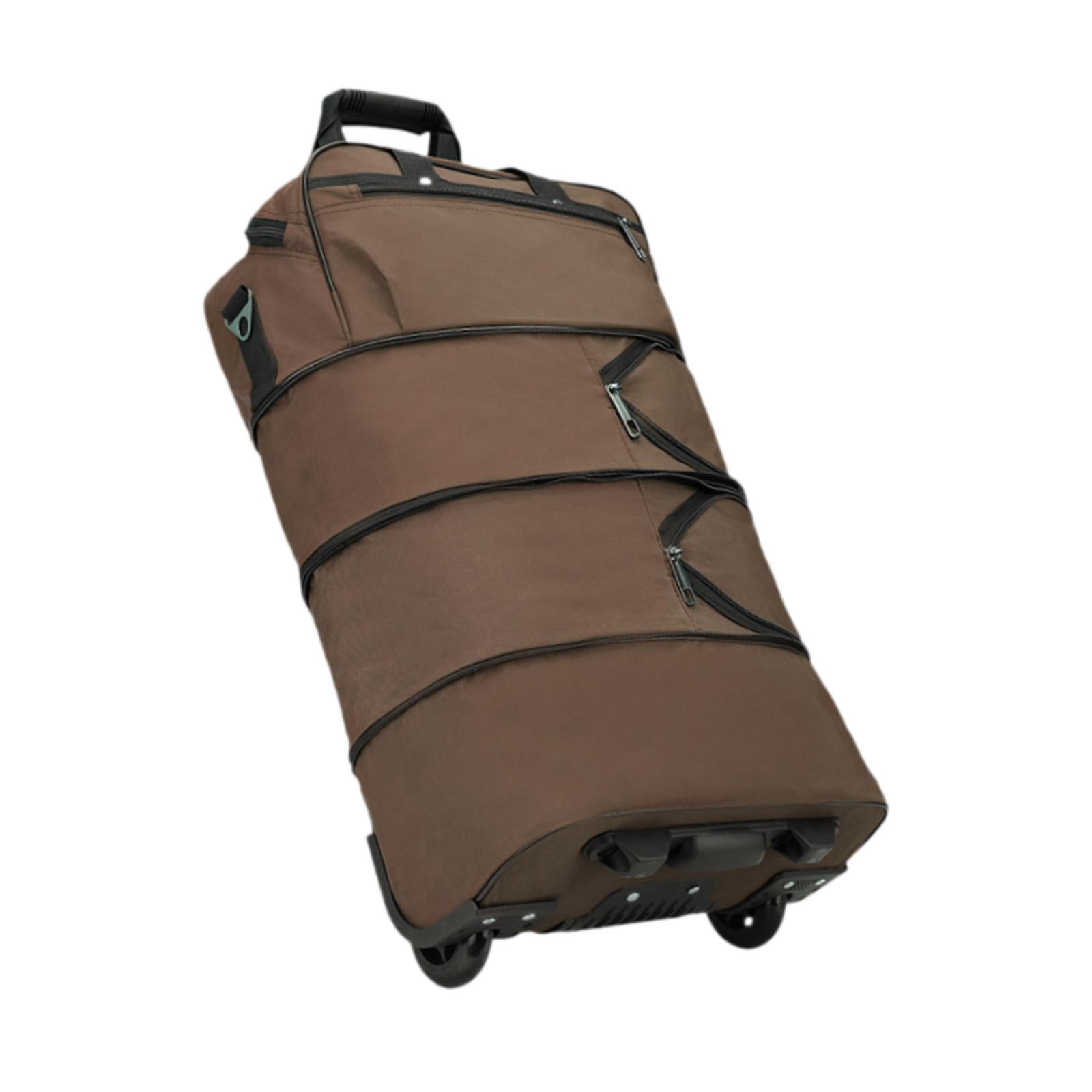 Wzmzjy Rolling Duffel Bag Wheeled Travel Storage for Women Men Compact Weekender Brown