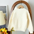 thumbnail image 4 of HAOTAGS Knitted Cardigan Girls, Fleece Lining Warmth Long-Sleeved Softness Outer Top White 3-4 Years, 4 of 8
