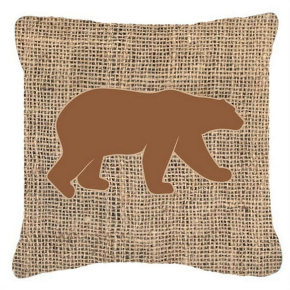 Bear Burlap and Brown Indoor & Outdoor Fabric Decorative Pillow