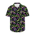 thumbnail image 3 of Feancey Ugly Hawaiian Holiday Shirts for Men Mardi Gras Printed Carnival Party Top Novelty Short Sleeve Casual Button Down Shirt Spring Fashion Aloha Shirts Multicolor 5XL, 3 of 6