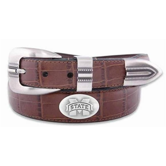 ZeppelinProducts MSSU-BOLPTCRC-TAN-36 Mississippi State Concho Croc Ceinture en Cuir Tan- 36 Taille