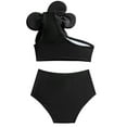 thumbnail image 4 of Caitzr Mommy and Me Bathing Suits Girls 3 Pieces Swimsuit for Women Solid Color 3D Flower Bikini Set Family Matching Tankini Swimwear, 4 of 5