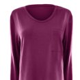 thumbnail image 4 of Abcnature Long Sleeve Solid Pullover T-Shirt Tops For Women Autumn Winter O-Neck Side Split Sweatshirt Ladies Casual Loose Tunic Blouse Tops Wine M, 4 of 6
