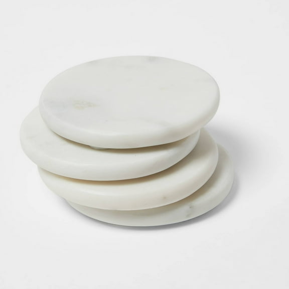 4pk Marble Coasters White