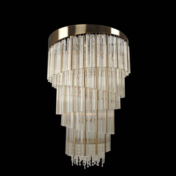 029852-038-FR001-Allegri Lighting-Espirali - Fifteen Light Large Foyer   Brushed Champagne Gold Finish with Firenze Clear Crystal
