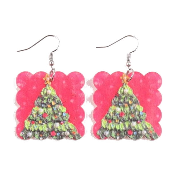 Pendientes colgantes con temática navideña: bonitos pendientes acrílicos con forma de Papá Noel o muñeco de nieve para fiestas navideñas, joyas festivas ligeras para mujeres y adolescentes.