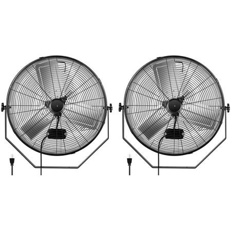 

HealSmart 24 Inch Industrial Wall Mount Fan 3 Speed Commercial Ventilation Metal Fan for Warehouse Greenhouse Workshop Patio Factory and Basement - High Velocity 2 Pack