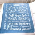 thumbnail image 3 of Faith Hope Love Blanket for Mom, Grandma, Inspirational Christian Gifts for Women Men, Gives Comfort, Strength and Warm Hug (Sherpa Fleece, Coral Blue), 3 of 6