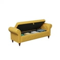 thumbnail image 6 of Tufted Storage Bench for Bedroom End of Bed, Polyester Upholstered Storage Ottoman Bench for Bedroom Living Room, Rolled Arm Window Bench Seat with Solid Wood Legs, 63"Lx22"Wx24.4"H, Yellow, 6 of 7