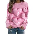 thumbnail image 1 of VALMASS Chandails en Molleton de la Saint-Valentin pour Femmes Manches Longues Imprimé Cœur Hauts Décontractés Col Rond Extérieur Blouses (m, Rose-C), 1 of 3