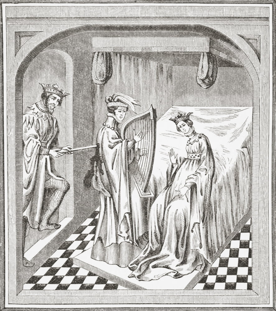 King Mark Stabbing Tristan In The Presence Of Ysolt After A Miniature From A 15Th Century Manuscript From Science And Literature In The Middle Ages By Paul Lacroix Published London 1878 Canvas Art - K
