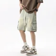 2024 DREAMFIRE Summer Cargo Jeans Men Pockets Denim Shorts Elastic