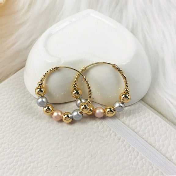 JoeytheJewelryNY 18k Layered real gold Plated Round tri colors hoop earrings #35