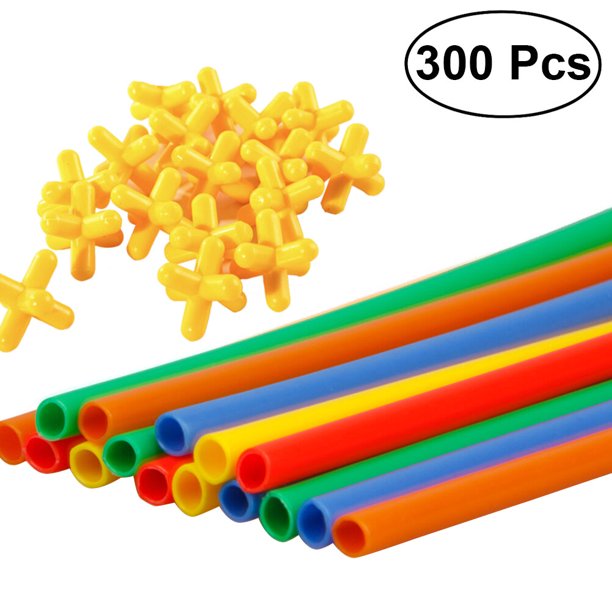 300pcs constructor de paja juguetes de ingeniería entrelazados pajitas y conectores set juguetes educativos para niños