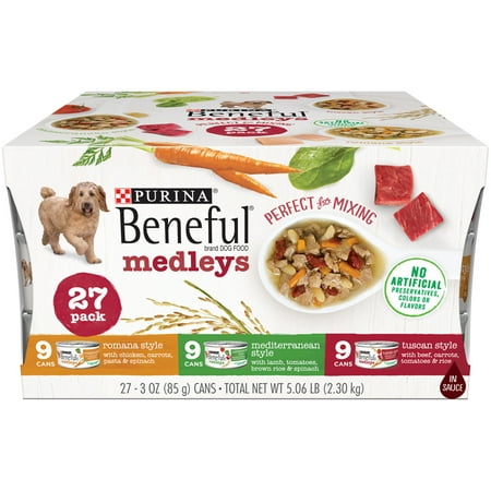 (27 Pack) Purina Beneful Wet Dog Food Variety Pack, Medleys Tuscan, Romana & Mediterranean Style - 3 oz. (The Best Dog Food For Puppies)