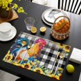thumbnail image 3 of Farmhouse Rooster Placemats Set of 8, Black Plaid Botanical Sunflower Floral Placemats for Dining Table, Place Mats for Kitchen Tabletop, Waterproof Wipeable Dining Table Mats Set, 3 of 9