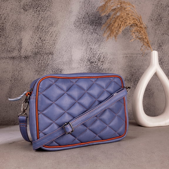 Abelardo Minimilastic Bag - Blue Quilted Sling Leather Bag