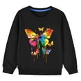 thumbnail image 3 of Girl Sweatshirt Toddler 4T Butterfly Print Long Sleeve Cute Sweatshirts Crew Neck 2-9y Little Girl Tops, Black, 3 Years, 3 of 4