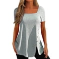 thumbnail image 2 of Only Moment Modal Casual Top Polyurethane fiber Square Collar Women's Short Sleeve Tops Fashion Clothing Resort Wear 2026 Grey,M, 2 of 5