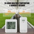 thumbnail image 4 of Dual Channel Indoor Outdoor Thermometer Hygrometer with Max/Min Records, Backlight, 9-Language Display, Time/Calendar & Alert Clocks – Ideal for Home, Office, Greenhouse – White (5043-0, Batteries, 4 of 6
