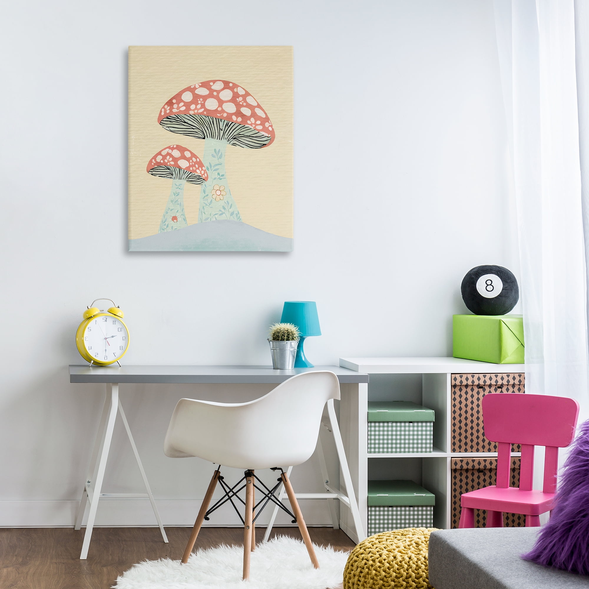 Stupell Industries Floral Collaged Mushrooms Botanical & Floral Painting Gallery Wrapped Canvas Art Print Wall Art, 30 x 40