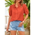 thumbnail image 6 of PRETTYGARDEN Women's Summer Button Down Shirts Short Lantern Sleeve V Neck Cotton Cute Dressy Casual Ladies Tops Blouses, 6 of 6