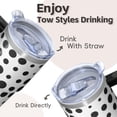 thumbnail image 4 of 20oz Stainless Steel Insulated Cup with Handle, Geometric Design Double Wall Travel Tumbler Leak-Proof Straw Lid, 4 of 5